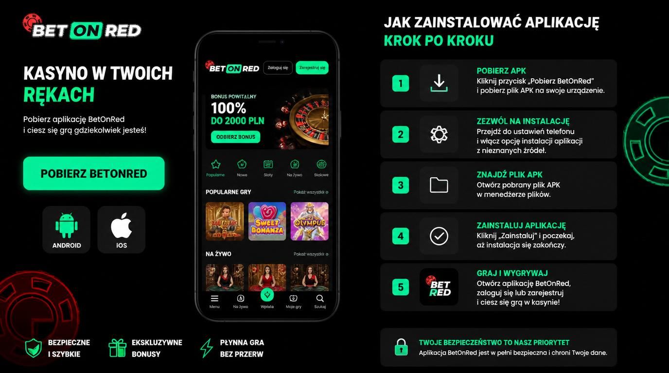 interfejs instalacji aplikacji BetOnRed z instrukcjami
